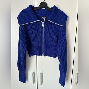 Urban Outfitters Blue Sunny Cropped Zip-up Cardigan Sz S